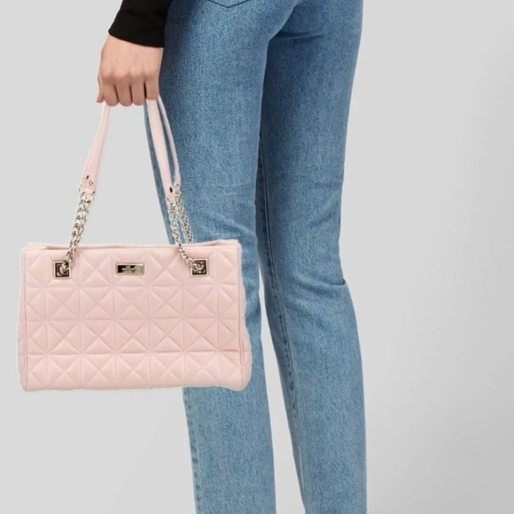 Kate Spade Quilted Pink‎ Leather Tote Handbag - Picture 2 of 12